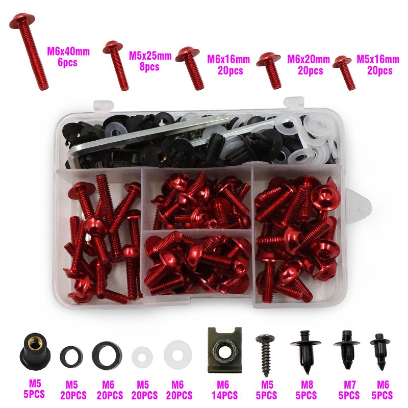 BAIONE Worldmotop Fairing Bolt Kit Screws Fasteners Universal Compatible with Yamaha Honda Kawasaki Suzuki BMW Fairing Bolt Kits Metric Bolts and Nuts Kit(Black) - Image 5
